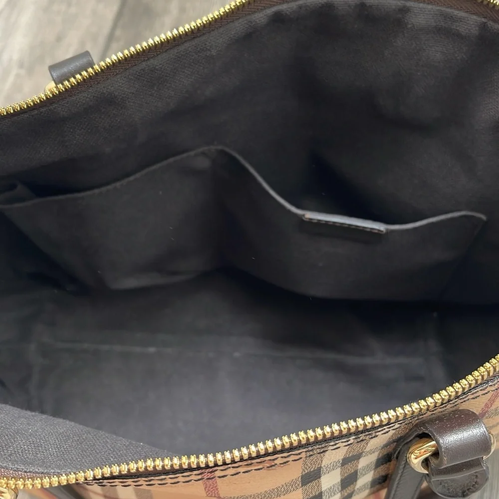 Authentic Burberry Plaid Haymarket Salisbury Tote Shoulder Bag Double Handle - Picture 13 of 17